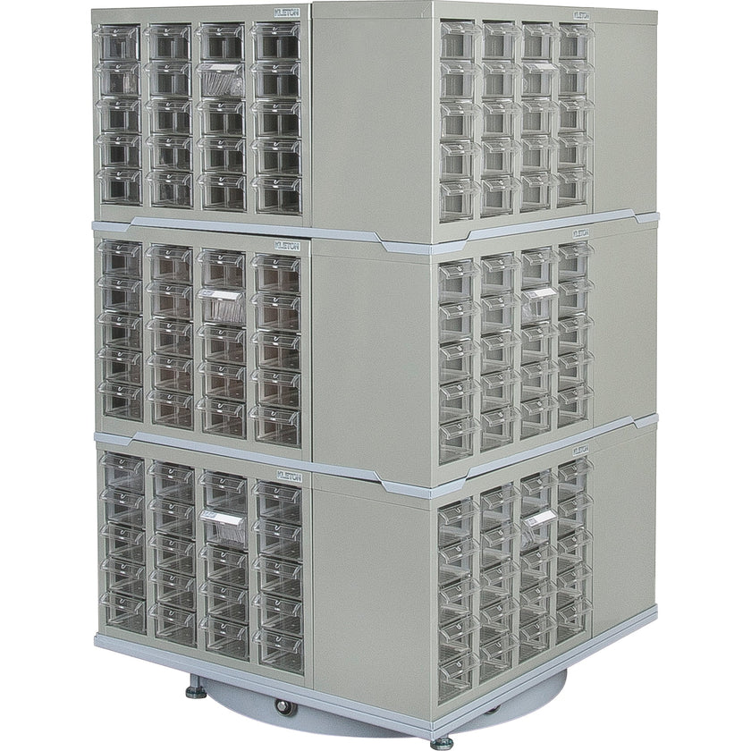 Heavy-Duty Industrial Carousel Drawer Cabinet, Steel, 240 Drawers, 27