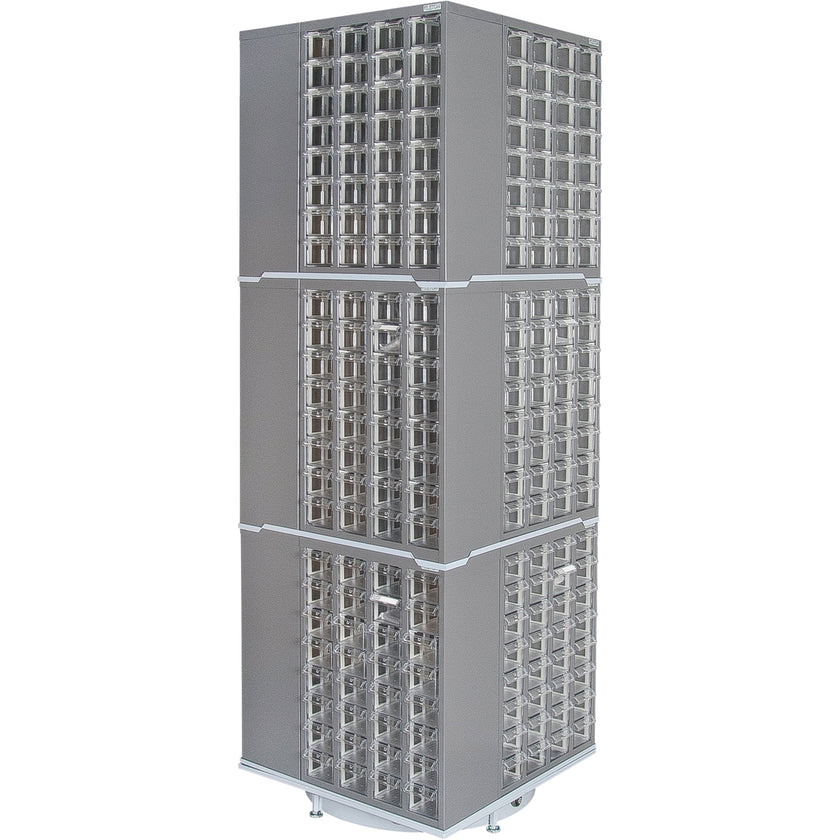 Heavy-Duty Industrial Carousel Drawer Cabinet, Steel, 384 Drawers, 27