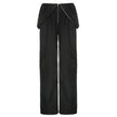 Solid Color High-waisted Zipper V Loose Straight Pocket Street fashion Cargo Pants Women