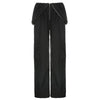 Solid Color High-waisted Zipper V Loose Straight Pocket Street fashion Cargo Pants Women