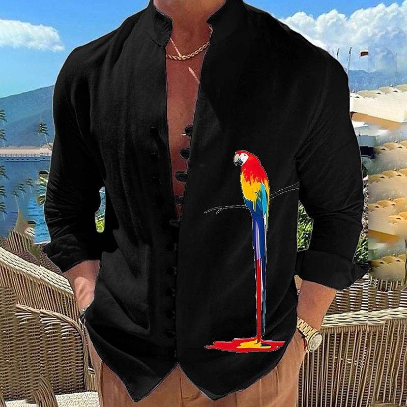 Men's Cotton Linen Casual Loose Long Sleeve Shirt
