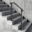 Handrails For Outdoor Steps, Fit 2 Or 3 Steps Outdoor Stair Railing, Arch 2 Wrought Iron Handrail, Flexible Porch Railing, Black Transitional Handrails For Concrete Steps Or Wooden Stairs