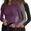 Women's 3D Print Crew-Neck Slim-Fit Long-Sleeve T-Shirt | Canada & USA