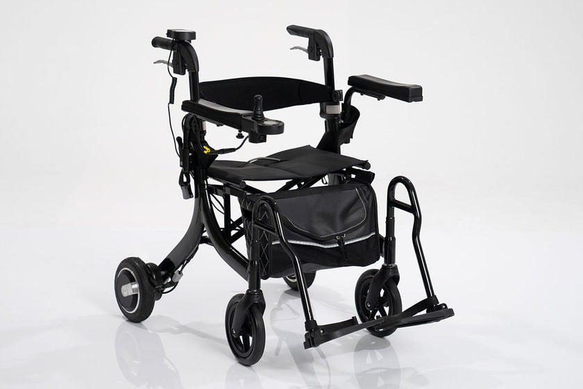 EZee Life CH4077 Folding Electric Rollator with Seat | 4-in-1 Power Assist Walker Canada