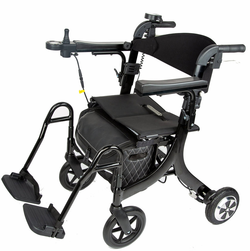 EZee Life CH4077 Folding Electric Rollator with Seat | 4-in-1 Power Assist Walker Canada
