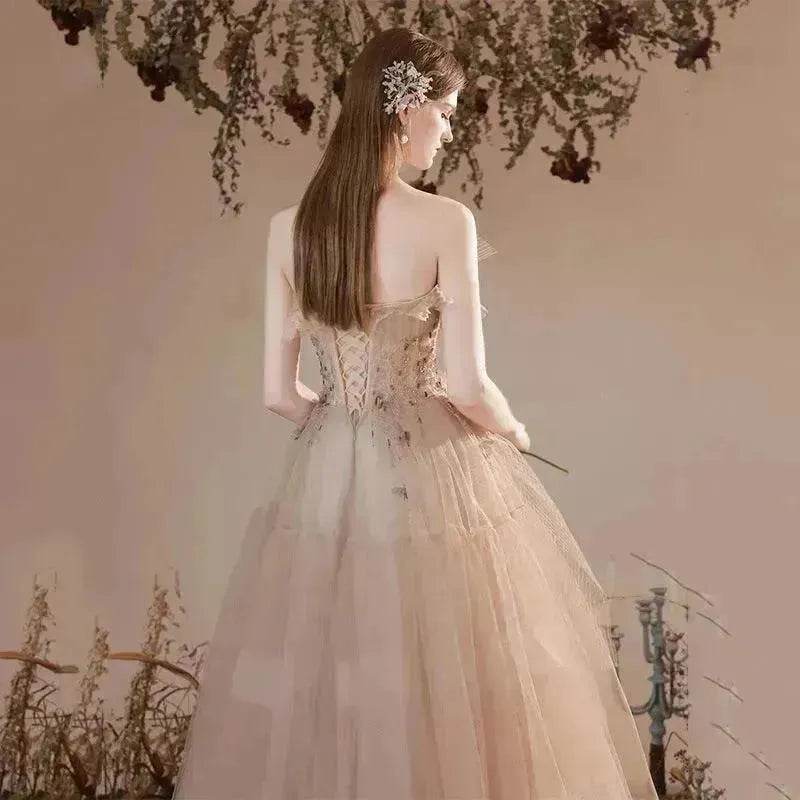 Champagne-colored Host Starry Sky Toasting Dress With Strapless