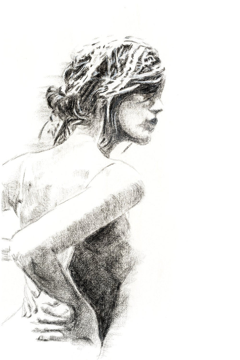 Charcoal Women Figure - Black and white art print