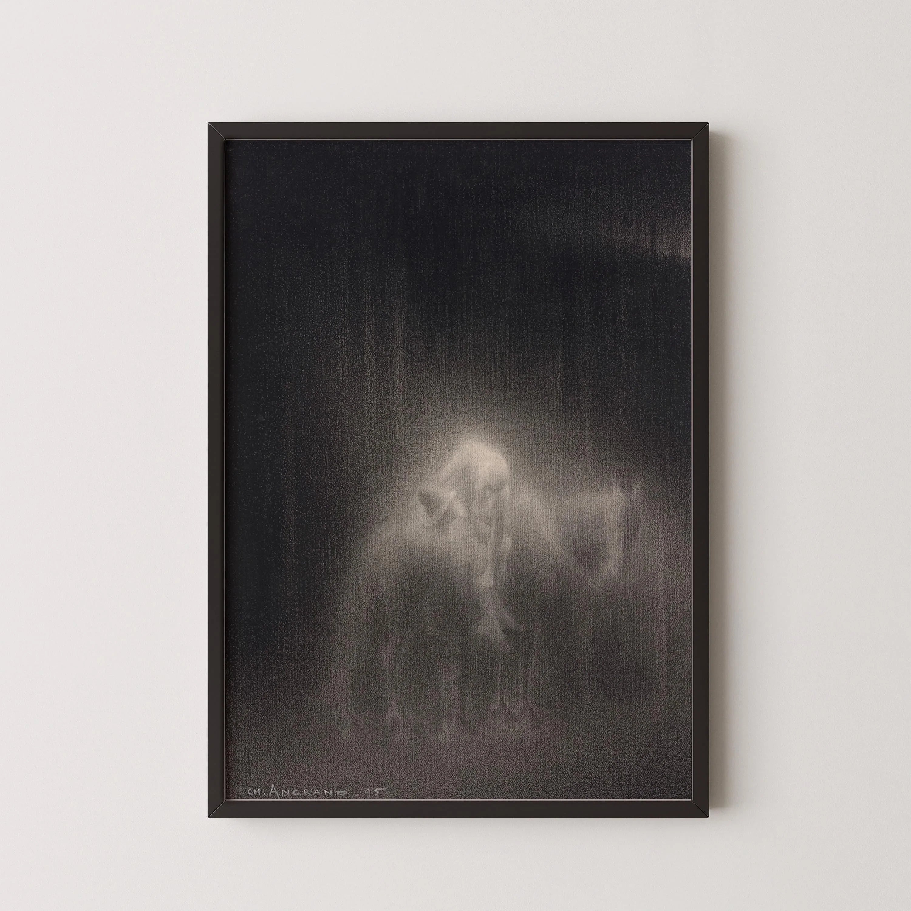 Charles Angrand - The Good Samaritan Art Print: Dreamlike Charcoal Drawing