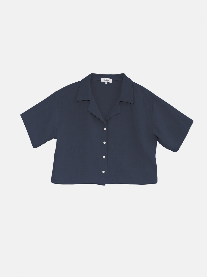 Chemise écourté ample effet lin
