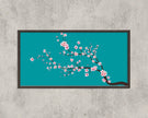 Cherry Blossom Panoramic Art Print: Aquamarine Teal Blue Sakura (2x1)