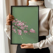 Cherry Blossoms with Emerald Green Background (available handframed ready to hang or unframed)