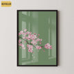 Cherry Blossoms with Emerald Green Background (available handframed ready to hang or unframed)