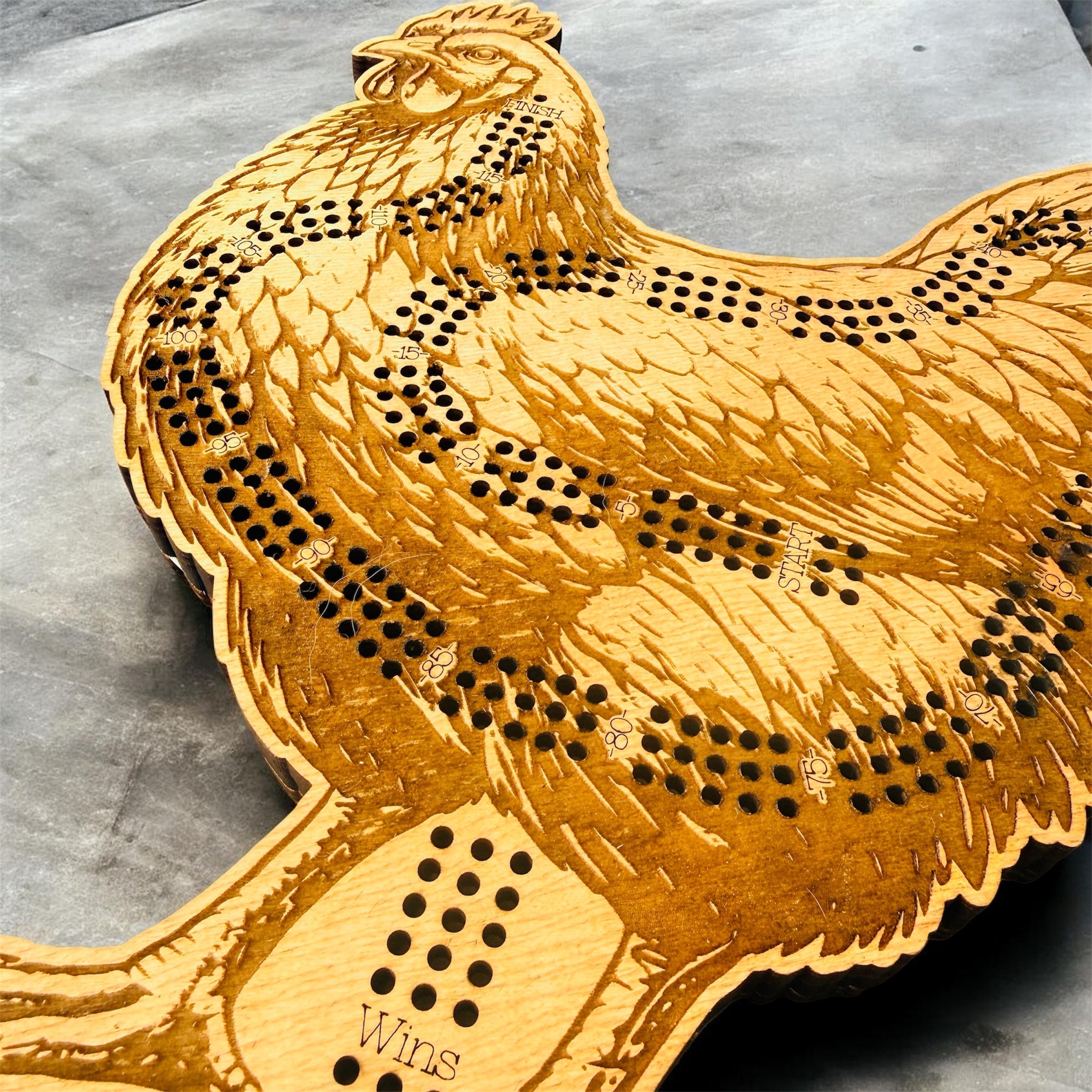 Chicken Cribbage Board-Rustic Farmhouse Wooden Game