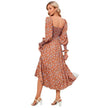Chiffon European And American Square Collar Horn Printing Comfortable Floral Skirt