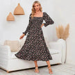 Chiffon European And American Square Collar Horn Printing Comfortable Floral Skirt