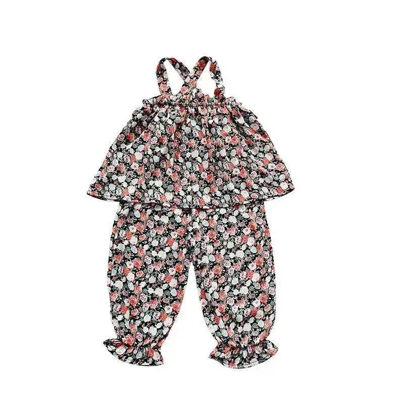 Chiffon vest trousers children's clothing summer new Baby Girl Cloth set