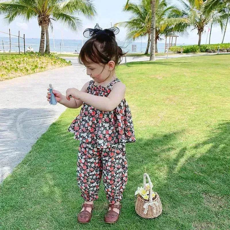 Chiffon vest trousers children's clothing summer new Baby Girl Cloth set