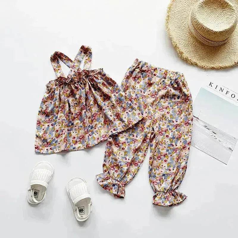 Chiffon vest trousers children's clothing summer new Baby Girl Cloth set