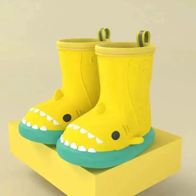 Children Boys Girls Cute Cartoon Waterproof Shoes Safety Rubber Shark Slippers Kids Rain Boots