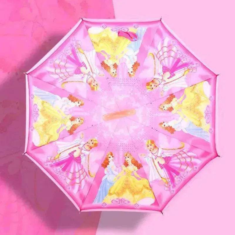 Children's Colorful Handle Reverse Umbrella Set Baby Cartoon Umbrella