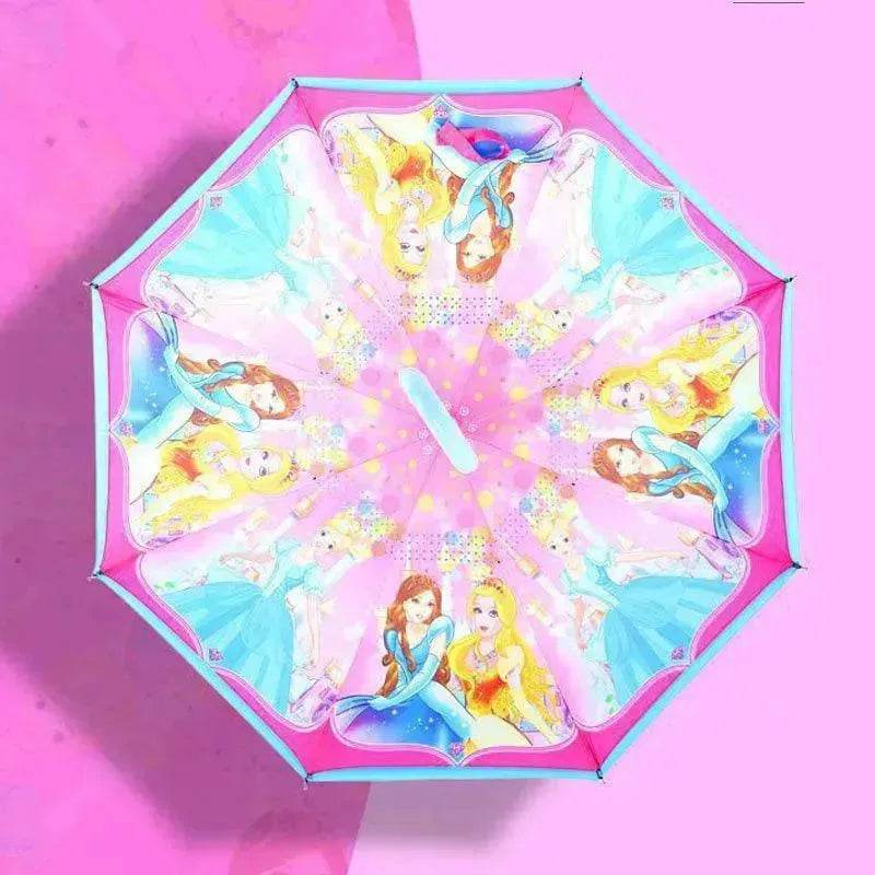 Children's Colorful Handle Reverse Umbrella Set Baby Cartoon Umbrella