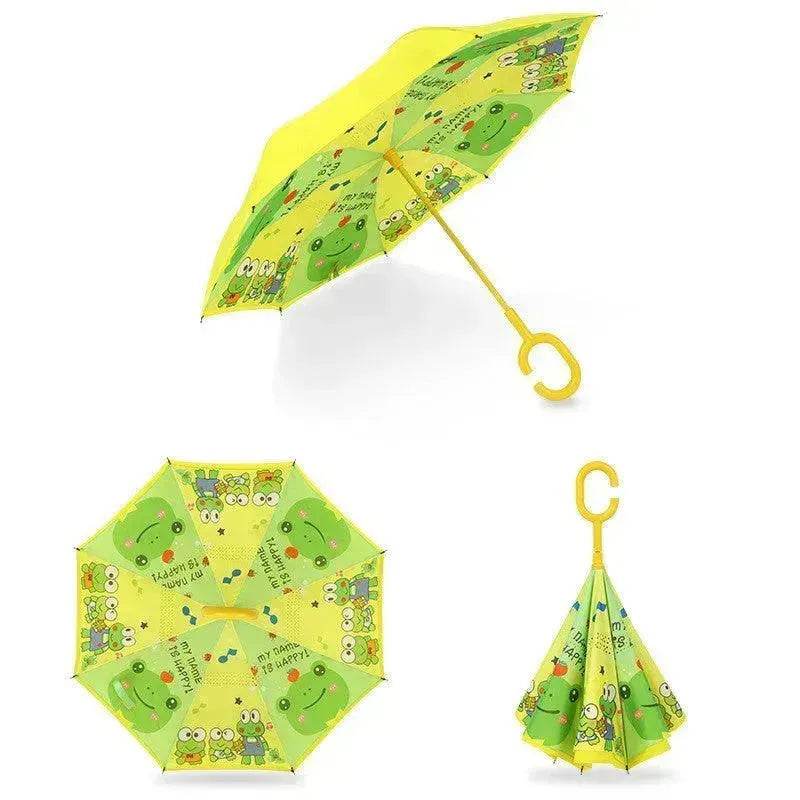 Children's Colorful Handle Reverse Umbrella Set Baby Cartoon Umbrella