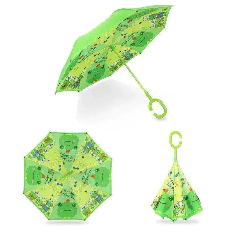 Children's Colorful Handle Reverse Umbrella Set Baby Cartoon Umbrella
