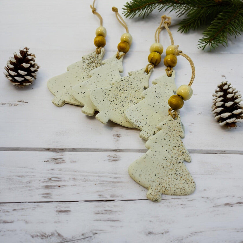 Christmas Tree Shaped Ornament Handmade from Clay & Nova Scotia Beach Sand