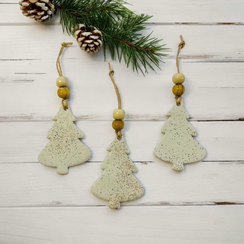 Christmas Tree Shaped Ornament Handmade from Clay & Nova Scotia Beach Sand