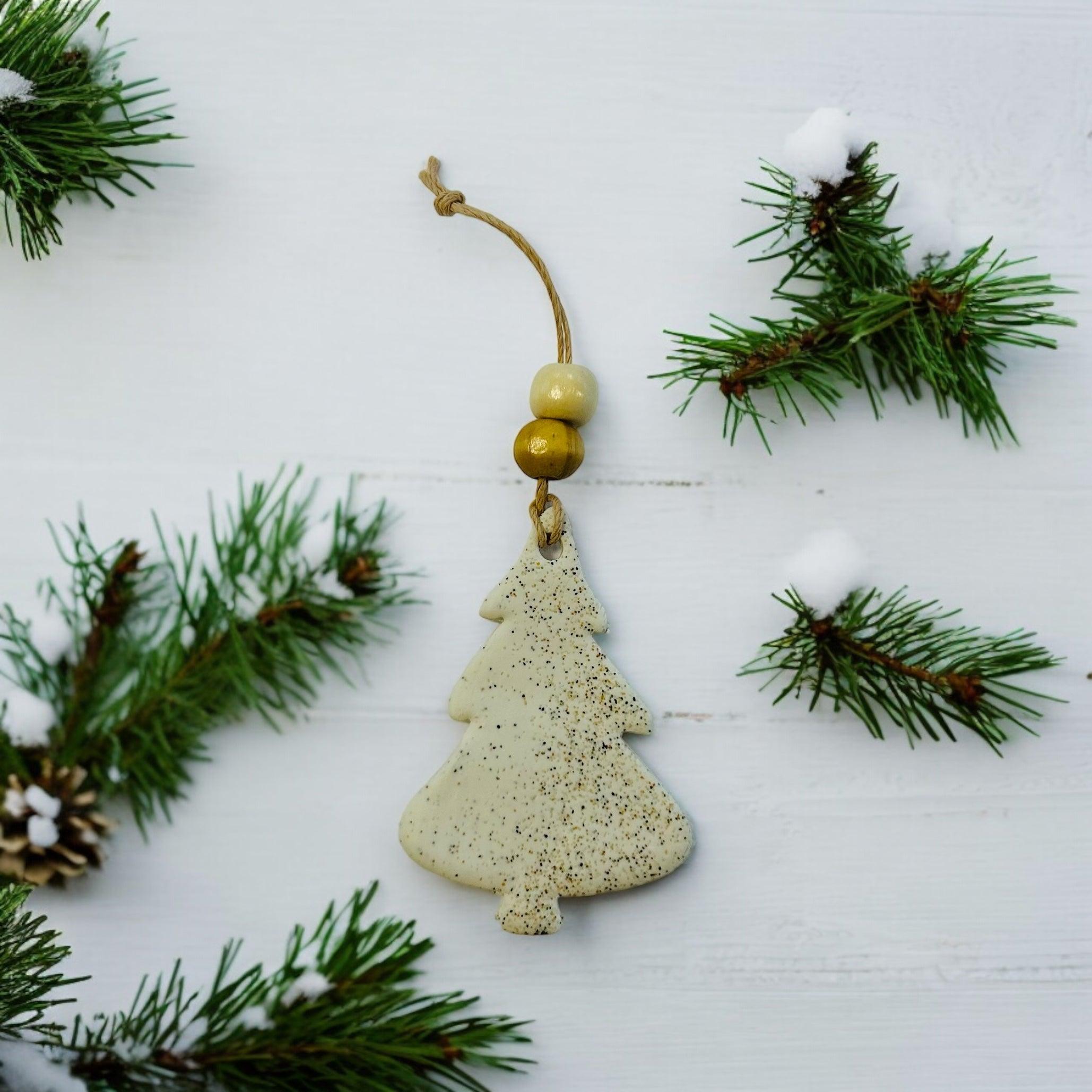 Christmas Tree Shaped Ornament Handmade from Clay & Nova Scotia Beach Sand