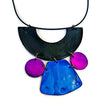 Chunky Art Deco Jewelry Set in Black, Blue Purple