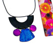 Chunky Art Deco Jewelry Set in Black, Blue Purple