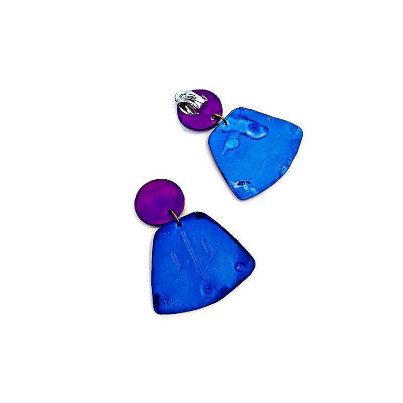 Chunky Art Deco Jewelry Set in Black, Blue Purple