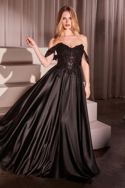 5 color avaible in OFF THE SHOULDER LACE & SATIN A-LINE DRESS