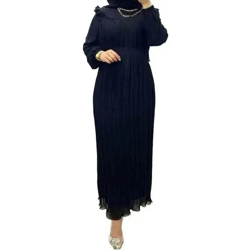 Classy Solid Color Turtleneck With Loose Abaya Dress for Arab Dubai Turkey Middle East Women