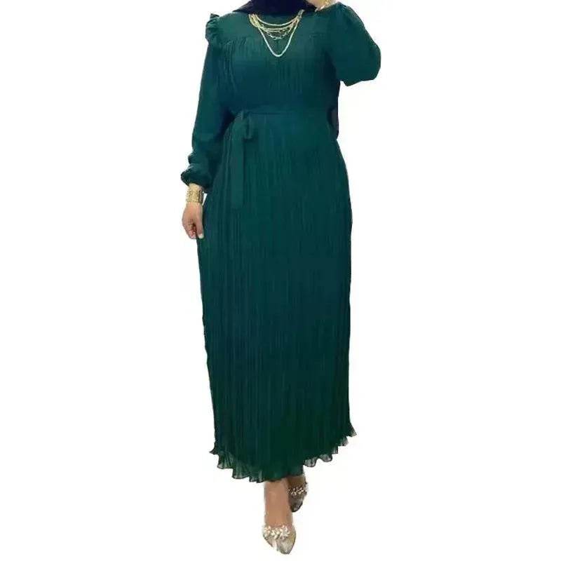 Classy Solid Color Turtleneck With Loose Abaya Dress for Arab Dubai Turkey Middle East Women