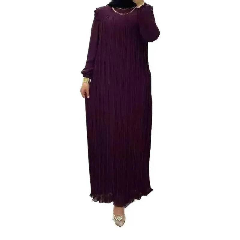 Classy Solid Color Turtleneck With Loose Abaya Dress for Arab Dubai Turkey Middle East Women