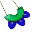Green & Blue Clay Collar Statement Necklace, Handmade Polymer Clay