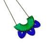 Green & Blue Clay Collar Statement Necklace, Handmade Polymer Clay