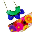 Green & Blue Clay Collar Statement Necklace, Handmade Polymer Clay