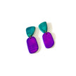 Clay Two Tone Earrings Handmade, Post or Clip Ons - 