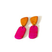Clay Two Tone Earrings Handmade, Post or Clip Ons - 