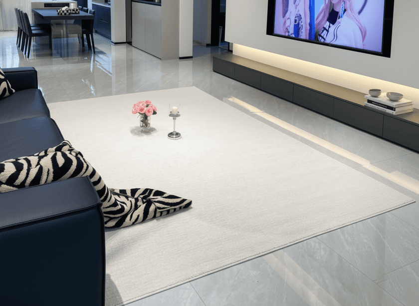 Cloud White Textured Diatom Silk Rug