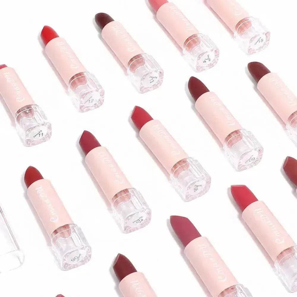CmaaDu 15-Shade Matte Moisturizing Lipstick – Waterproof, Long-Lasting (Shades A–O)
