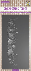 Nellie's Choice 3D Embossing Folder Slimline - Rose Border
