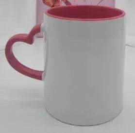 Coated Mug Heart Shaped Handle Inner Color Cup Ceramic Cup Customized