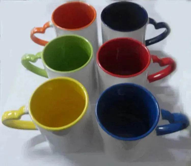 Coated Mug Heart Shaped Handle Inner Color Cup Ceramic Cup Customized