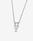 Collier avec breloque coeur et petite perle blanche