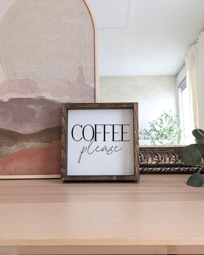 Coffee Please Mini Wood Sign