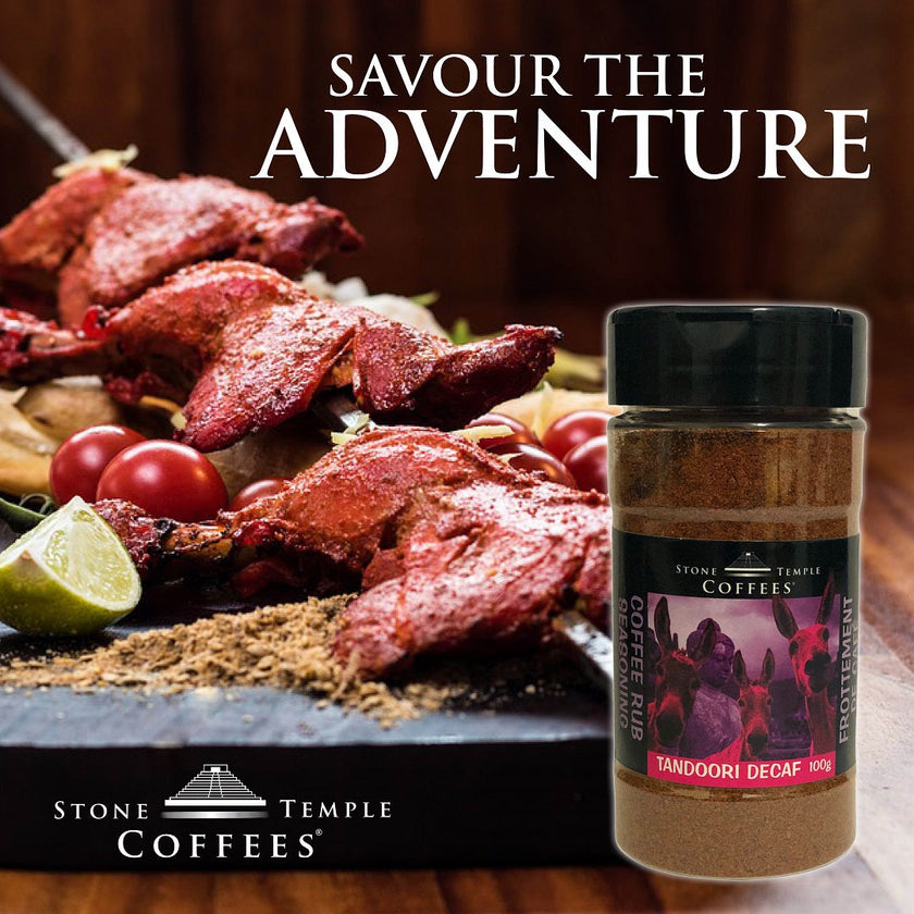 Stone Temple Coffees - Tandoori Decaf Coffee Rub Seasoning, 100g Jar